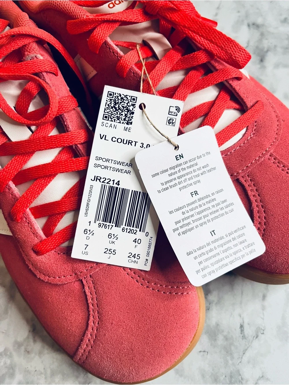 Adidas VL Court 3.0 Womens/Kids Preloved Scarlet White Bright Red Brown JR2214